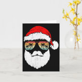 サンタ顔レトロサングラスハワイアンクリスマスクリスマスT カード (黄色い花)