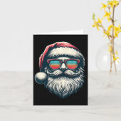 サンタ顔レトロサングルクリスマスクリスマスメンズ カード (黄色い花)