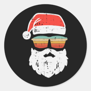 サンタ顔レトロサングルクリスマスクリスマスメンズ ラウンドシール