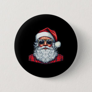 サンタ顔レトロサングルクリスマスクリスマスメンズ 缶バッジ