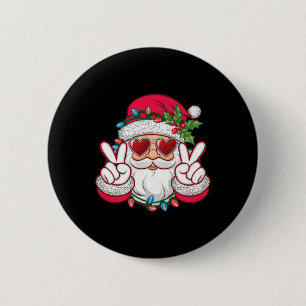 サンタ顔レトロサングルクリスマスクリスマスメンズ 缶バッジ