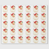 サンタ顔ヴィンテージ ラッピングペーパー (フラット)