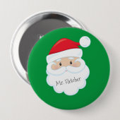 サンタ顔名ひげボタン 缶バッジ (正面&裏面)