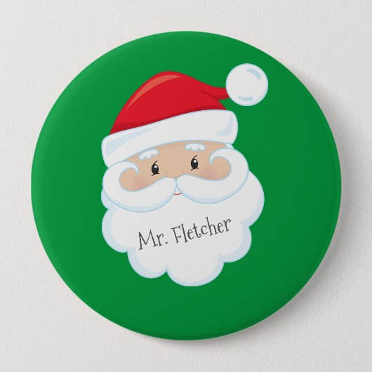 サンタ顔名ひげボタン 缶バッジ (正面)