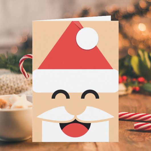 サンタ顔折り畳みクリスマスカード カード