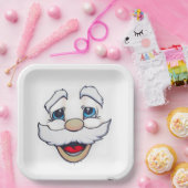 サンタ顔紙プレート ペーパープレート (パーティー)