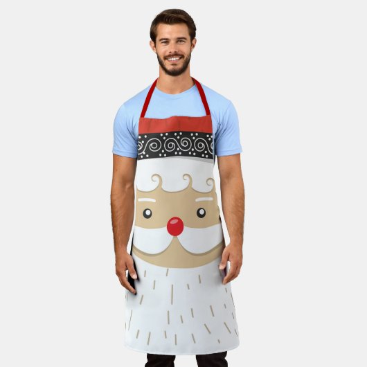 サンタ顔 エプロン (着用した状態)