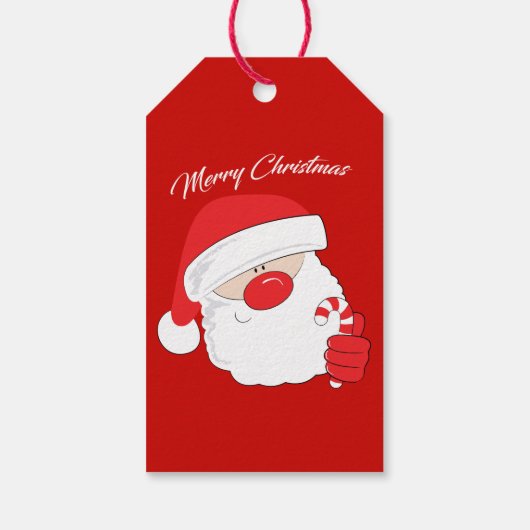 サンタ顔 – ホワイト文字。 ギフトタグ (裏面)