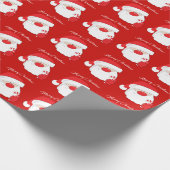 サンタ顔 – ホワイト文字。 ラッピングペーパー (角)