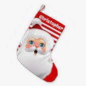 サンタ顔(Xmassyパタ赤と白ーン) スモールクリスマスストッキング (正面 (吊り時))