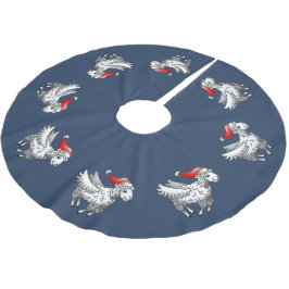 サンタ飛んでいるのクリスマス ブラッシュドポリエステルツリースカート