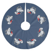 サンタ飛んでいるのクリスマス ブラッシュドポリエステルツリースカート (正面)