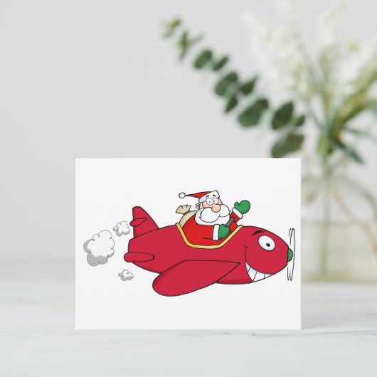 サンタ飛んでいるウィズクリスマス飛行機 シーズンポストカード (スタンド正面)