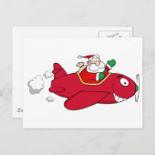 サンタ飛んでいるウィズクリスマス飛行機 シーズンポストカード (正面/裏面)