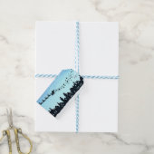 サンタ飛んでいるオーバーハウスクリスマスラベル ギフトタグ (より糸付き)