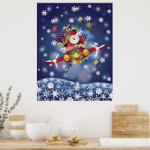 サンタ飛んでいるクラシックー飛行機ポスター ポスター (キッチン)