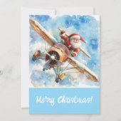 サンタ飛んでいるクリスマスカード(飛行機でサンタ) シーズンカード (正面)