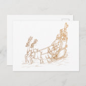 サンタ飛んでいるクリスマス – トナカイ シーズンポストカード (正面/裏面)