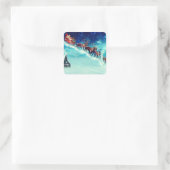 サンタ飛んでいるクロースとトナカイ スクエアシール (バッグ)