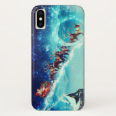 サンタ飛んでいるクロースとトナカイ Case-Mate iPhoneケース (裏面)