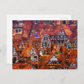 サンタ飛んでいるクロースOver a Gingerbread Village ポストカード (正面/裏面)