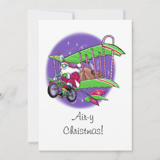 サンタ飛んでいるサイクリスフラットカード シーズンカード