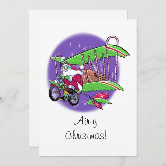 サンタ飛んでいるサイクリスフラットカード シーズンカード (正面/裏面)