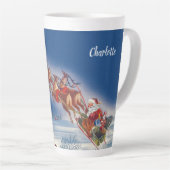 サンタ飛んでいるスレイwトナカイ カフェラテマグ (右アングル)