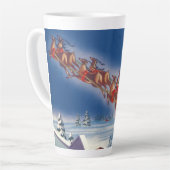 サンタ飛んでいるスレイwトナカイ カフェラテマグ (左アングル)