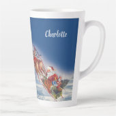 サンタ飛んでいるスレイwトナカイ カフェラテマグ (右)