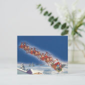 サンタ飛んでいるスレイwトナカイ シーズンポストカード (スタンド正面)