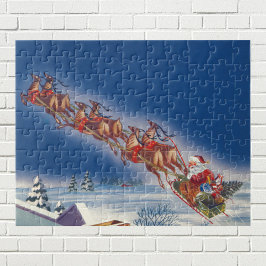 サンタ飛んでいるスレイwトナカイ ジグソーパズル