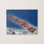 サンタ飛んでいるスレイwトナカイ ジグソーパズル (横)