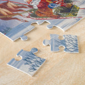 サンタ飛んでいるスレイwトナカイ ジグソーパズル (側面)