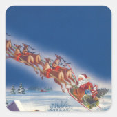 サンタ飛んでいるスレイwトナカイ スクエアシール (正面)