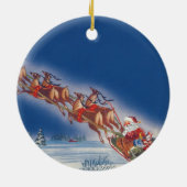 サンタ飛んでいるスレイwトナカイ セラミックオーナメント (裏面)