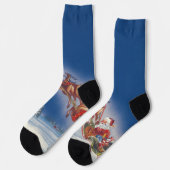 サンタ飛んでいるスレイwトナカイ ソックス (左)