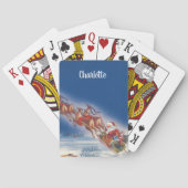 サンタ飛んでいるスレイwトナカイ トランプ (裏面)