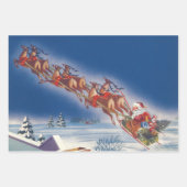 サンタ飛んでいるスレイwトナカイ ラッピングペーパーシート (正面2)