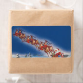 サンタ飛んでいるスレイwトナカイ ラベル (インサイチュ)