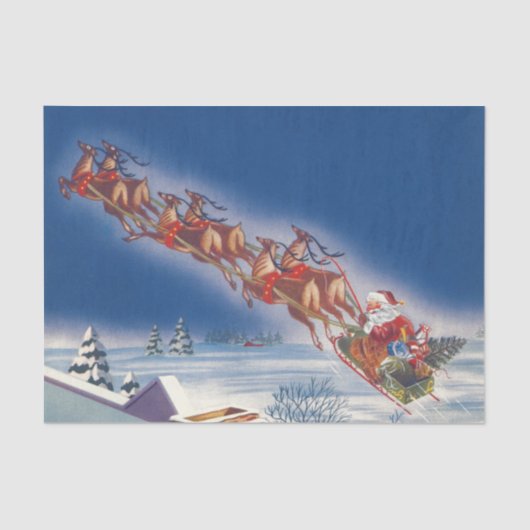 サンタ飛んでいるスレイwトナカイ 薄葉紙 (正面)