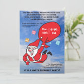 サンタ飛んでいるブルースカイホワイトエレファントパーティー 招待状 (スタンド正面)