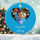 サンタ飛んでいるー飛行機、そり、ハート写真、クリスマス セラミックオーナメント