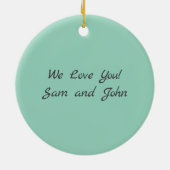 サンタ飛んでいるー飛行機、そり&プレゼント、クリスマス セラミックオーナメント (裏面)