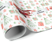 サンタ飛んでいるー飛行機、初めてのクリスマスパーソナライズされた ラッピングペーパー (ロールコーナー)