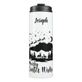 サンタ飛んでいるー・オーバー・ザ・マウンテン タンブラー