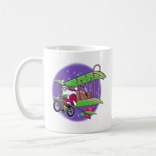 サンタ飛んでいる自転車 コーヒーマグカップ (左)