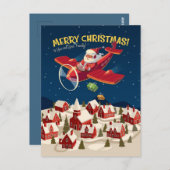 サンタ飛行機のクリスマスポストカード ポストカード (正面/裏面)