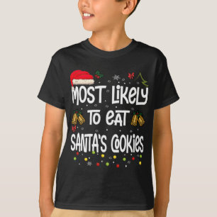 サンタ食べのクッキーが最も多い – おもしろい Christm Tシャツ