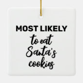サンタ食べのクッキーが最も多い セラミックオーナメント (裏面)